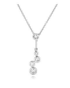 18ct White Gold Diamond 5 stone drop pendant and chain
