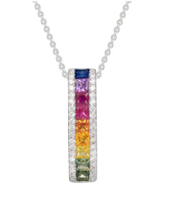 18ct White Gold Fancy Sapphire and Diamond Pendant and chain