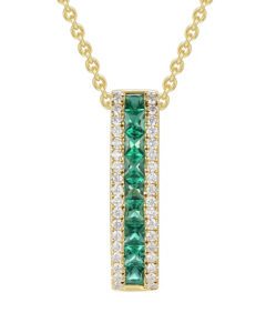 18ct Yellow Gold Emerald and Diamond Pendant