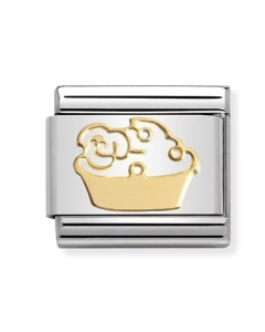 Nomination Classic Gold Muffin Cake and Flower Charm Link