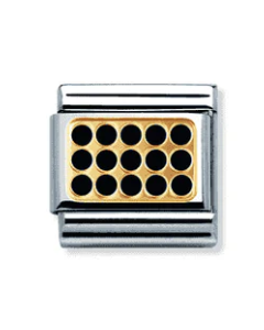 Nomination Classic Gold Black Grill Link - Silver/Gold/Black