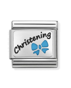 Nomination Classic Oxidised Plate Blue Christening Charm
