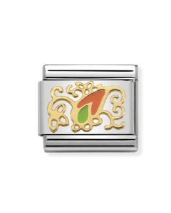 Nomination Classic Cashmere 18K Gold Orange And Green Enamel Drop Charm