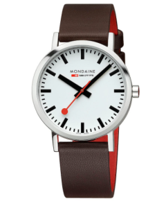 Mondaine Men’s Watch 40mm Classic Brown Strap with White dial