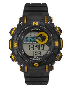 Sekonda Nevis Mens 50mm Digital Sports Watch with Backlight Day Date Function Alarm 50m Water Resistant