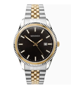 Sekonda King Men's Watch Two Tone Case & Stainless Steel Bracelet with Black Dial 