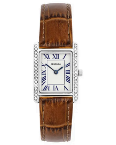 Sekonda Colette Ladies Stone Set Watch on Brown Leather Strap