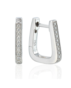 18ct White Gold 0.08ct Diamond Hinged Huggie Earrings