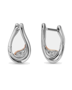 Clogau Past Present Future Sterling Silver Twist Hoop Earrings with Topaz