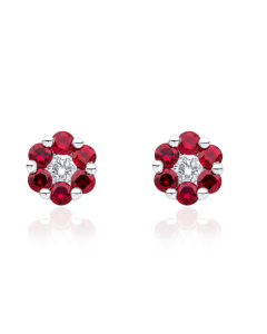 18ct White Gold 0.42ct Ruby and 0.10ct Diamond Earrings