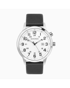 Sekonda Easy Reader Mens Watch With Black Leather Strap