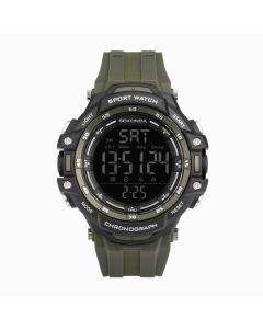 Sekonda Crossfell Digital Men's Watch With Black Plastic Case and Green Plastic Strap