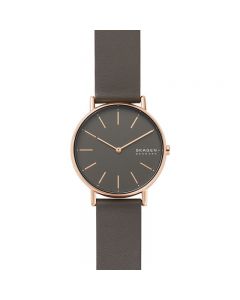 Skagen Ladies Signatur Charcoal Leather Watch SKW2794