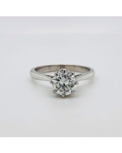 Pre-Owned 18ct White Gold 8 Claw Round Brilliant Cut Diamond 0.90ct Solitaire Ring
