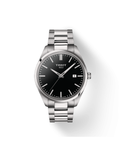 Tissot Mens PR100 With Black Dial on Stainless Steel Bracelet