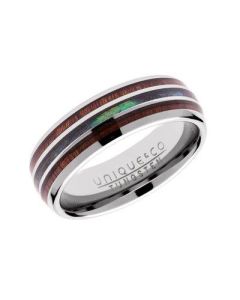 Unique & Co Tungsten Wood and Abalone Ring TUR-100 Size 68