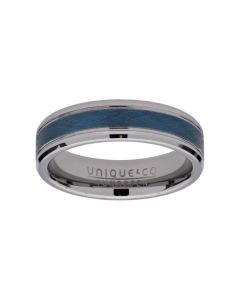 Unique & Co 7mm Tungsten Ring with Blue IP Size 62