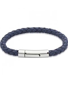 Unique & Co Men's Blue Braided Leather Bracelet