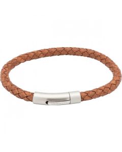 Unique & Co Men's Tan Braided Steel Clasp Bracelet