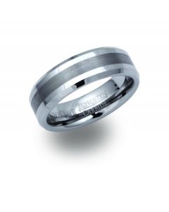 Unique & Co Tungsten 7mm Bevelled Edge Ring Size 54
