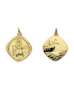 9ct Yellow Gold St. Christopher, Medium Reversible Hallmarked