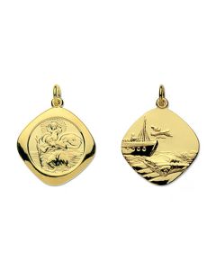9ct Yellow Gold St. Christopher, Large Square Reversible Hallmarked