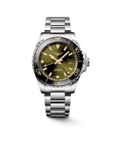 Longines Mens Hydroconquest GMT With Green Dial On Stainless Steel Bracelet