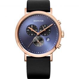 Bering Time Men S Quartz Classic Polished Rose Gold Chronograph