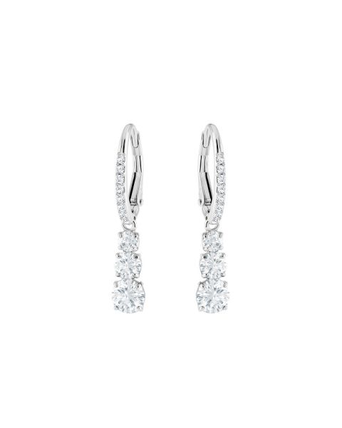 Swarovski Attract Trilogy Round Pierced Rhodium Plated Earrings - White 5416155
