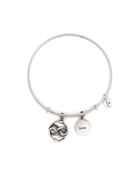 Chrysalis Rhodium Plated Love Expandable Bangle