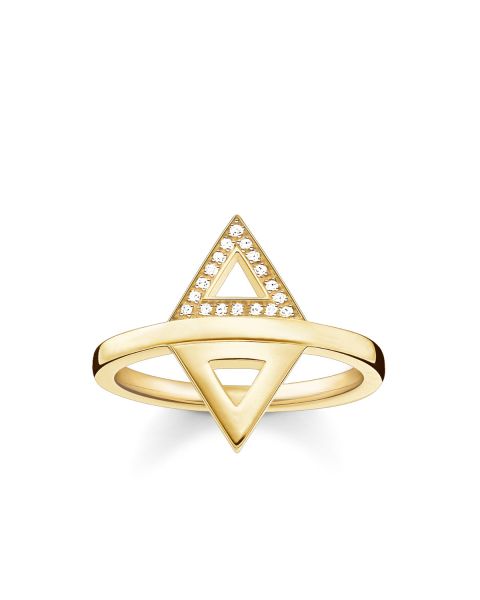 Thomas Sabo Double Diamond Gold Tone Ring D_TR0019-924-14-54 - Size 54