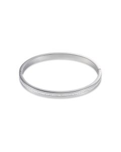 Coeur De Lion Stainless Steel Crystal Hinged Oval Bangle 0126/37-1800