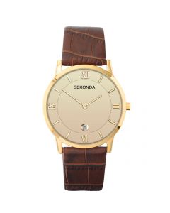 Sekonda Menâ€™s Classic Brown Leather Strap Watch 1041