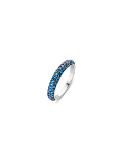 TI Sento Milano Silver Blue Zirconia Ring Size 54