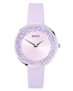 Seksy Quartz Pink Stone Set Pink Dial Strap Watch 2968