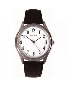Sekonda Men's Quartz Watch With White Dial Analogue Display And Black Leather Strap 3621