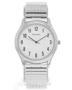 Sekonda Men'S Quartz Watch With White Dial Analogue Display And Silver Stainless Steel Bracelet 3751.27