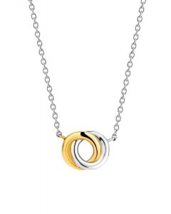 Ti Sento Milano Silver Rose Gold Plated Double Ring Necklace 3915SY/42