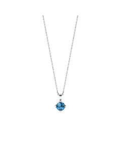 Ti Sento Milano Silver Necklace Dark Blue Facetted Stone Pendant 3926DB Length 42cm