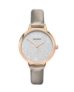 Sekonda Ladies Watch Rose Gold Case & PU Strap with Silver Dial 40023