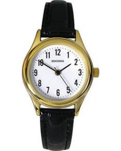 Sekonda Ladies Watch Gold Case & Leather Upper Strap with White Dial 4493