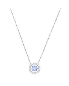 Swarovski Sparkling Dance Round  Rhodium Plated Necklace - Blue 5279425