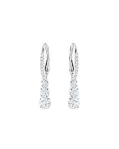 Swarovski Attract Trilogy Round Pierced Rhodium Plated Earrings - White 5416155