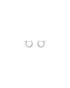 Swarovski Stone Pierced Rhodium Plated Earrings - White  5446004