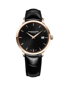 Raymond Weil Mens Toccata Black Dial Leather Strap Watch 5488-PC5-20001