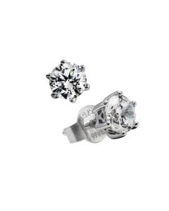 Diamonfire Silver Clear Cz Round 6 Claw Stud Earrings 62-1267-1-082