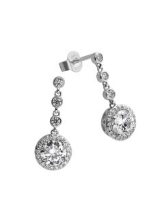 Diamonfire Silver Cz Round Cluster Drop Earrings 62-1463-1-082