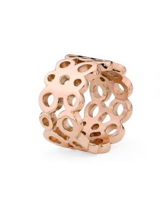 Qudo Stainless Steel Rose Gold Ancona 17.2mm Ring
