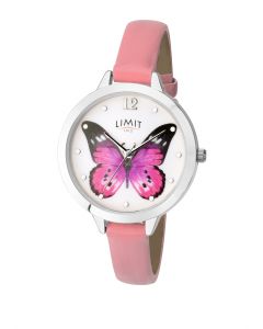 Ladies Limit Secret Garden Watch Pink Strap & Pink Butterfly Design Dial 6278