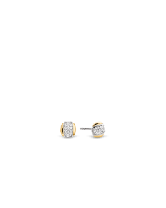 Ti Sento Milano Silver Gold Plated Pave Set Zirconia Stud Earrings